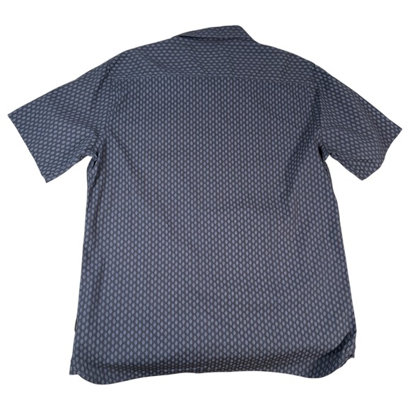 Voyager Mens XL Tall Button Up Short Sleeve Shirt Blue Geometric Pattern Casual - Picture 2 of 9